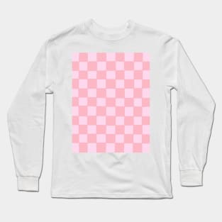 Pink Check Pattern Long Sleeve T-Shirt